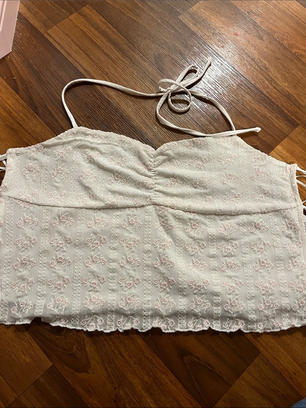 Garage Floral Embroidered Crop Top with ties